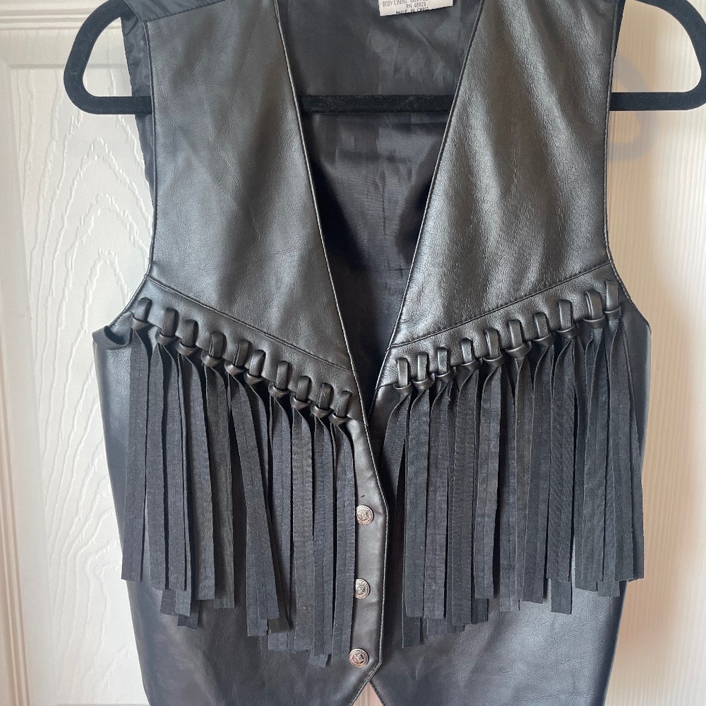 Vintage Black Fringe Vest